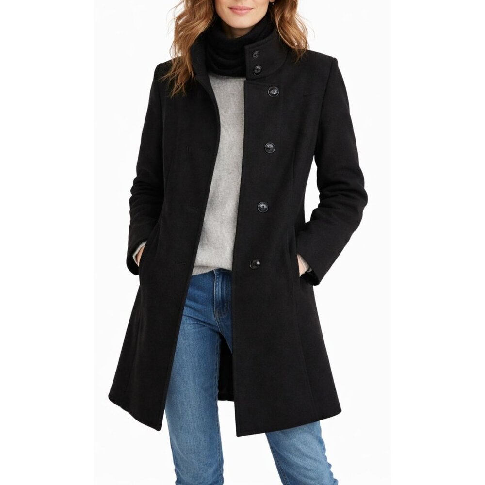 Classic Black Wool Coat for Women - Picture 12 of 12